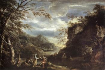 薩爾瓦多 羅薩 River Landscape with Apollo and the Cumean Sibyl